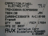 Lot of 497 AVX TAZH336K015CRMB0800, CWR09HC336KBTR Cap Tant Solid 33uF 15V JAN