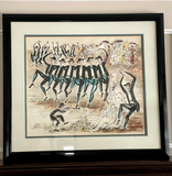 Jossi (Yossi) Stern Judaica Original Signed Watercolor "Chassidim Wedding Dance"