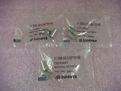Lot 3 Huber Suhner 22543647 11 SMA-50-3-56/199 RF Coaxial Cable Mount Connector