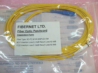 3 pcs Fibernet SC-FC 9/125 Simplex Fiber Optic Patchcord 5M