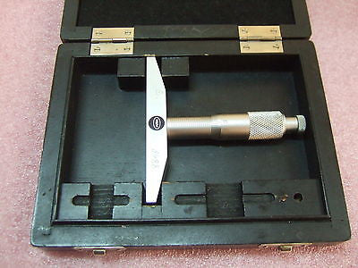 Carl Mahr Depth Micrometer Metric 0-25mm 0-1'' Vintage with Original box